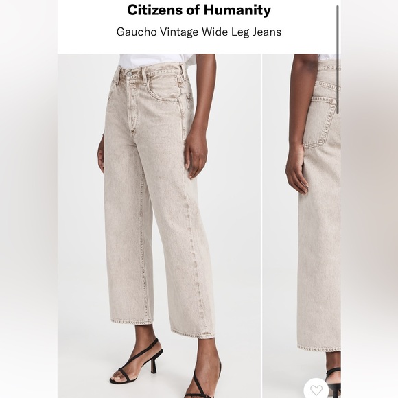 Citizens Of Humanity Gaucho Vintage Wide Leg Jeans - Tan - Picture 1 of 3